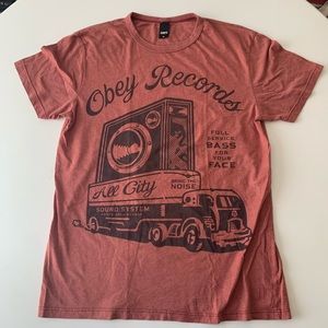 Obey records shirt men size m